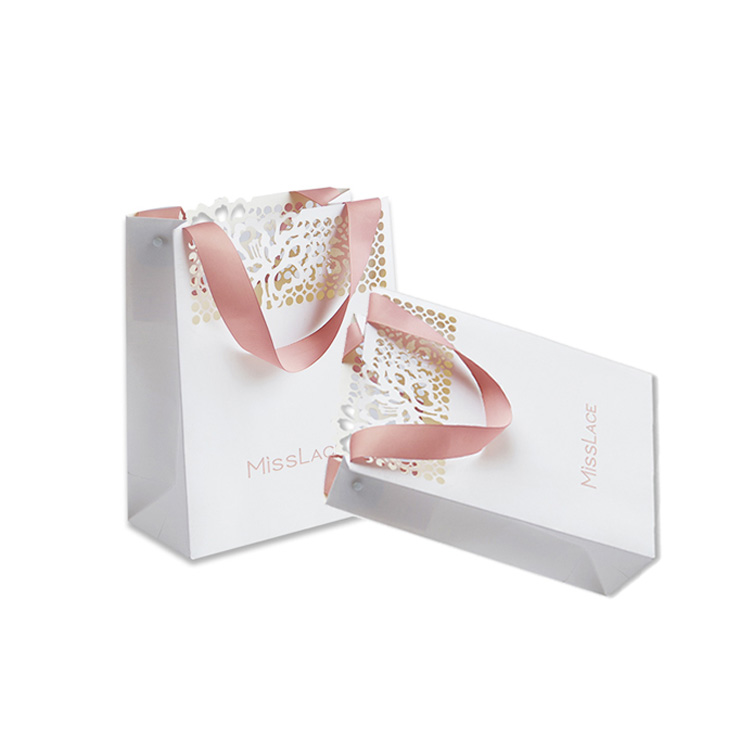 Custom Promotions Clothing Shoe Paper Bag With Ribbon Eco-Friendly Paper Bag with Handle White Cardboard Paper Bag for Shopping