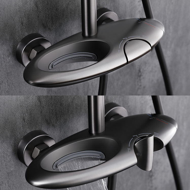Copper unique design gun grey thermostatic bathroom shower faucet set