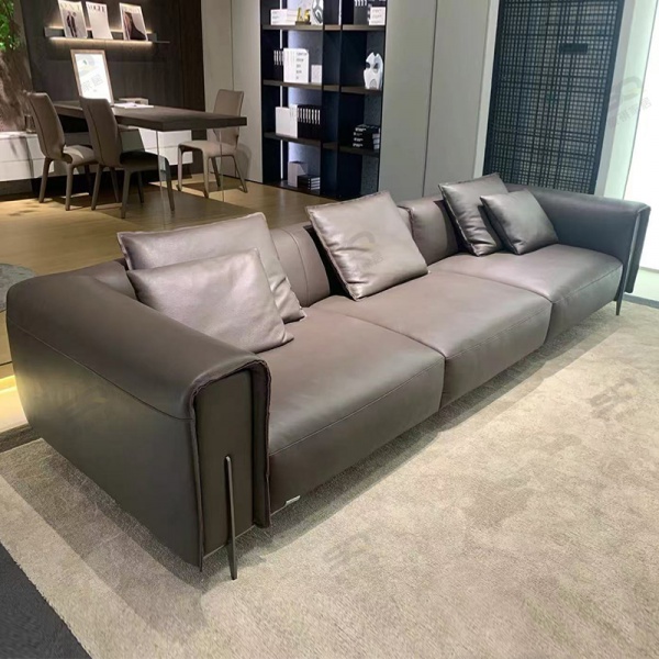 New Custom High-End Black Leather Luxury 3-Seater Living Room Sofa Set Large Size Genuine Leather Couch Modern Living Room