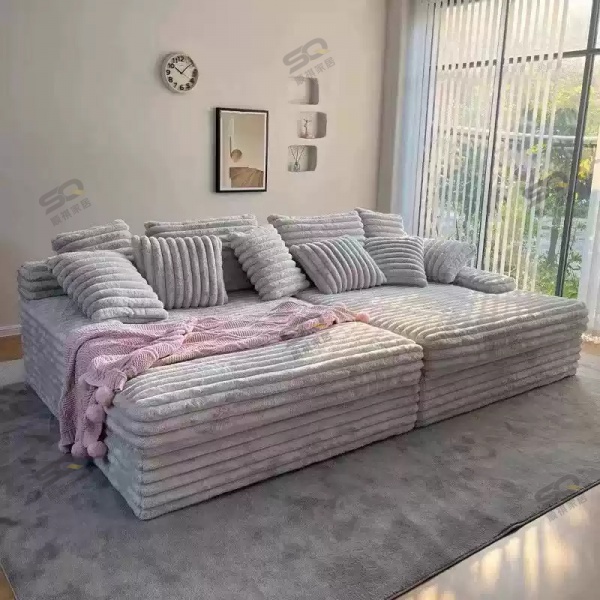 Comfortable Wide seated deep velvet fabric sofa villa plush living room sofa