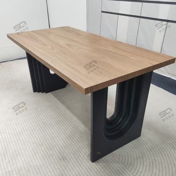 Rustic Wooden Simple Furniture Oak Concrete Solid Wood Dining Table Dining Table and Chair Set 8 Chairs