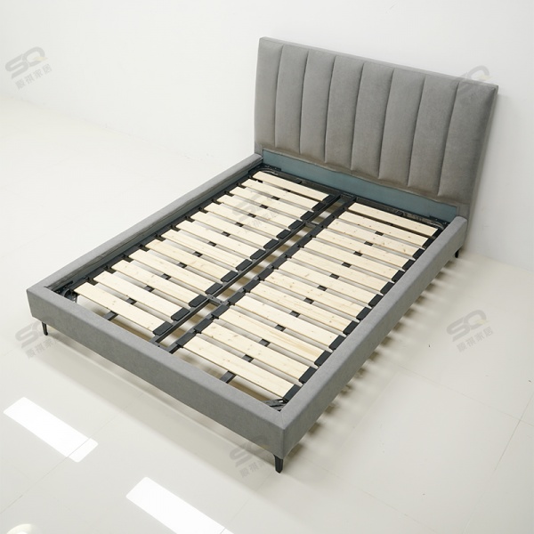 Factory customize modern double support luxury beds upholstered bed frame full size elegant headboard for hotel home use 326