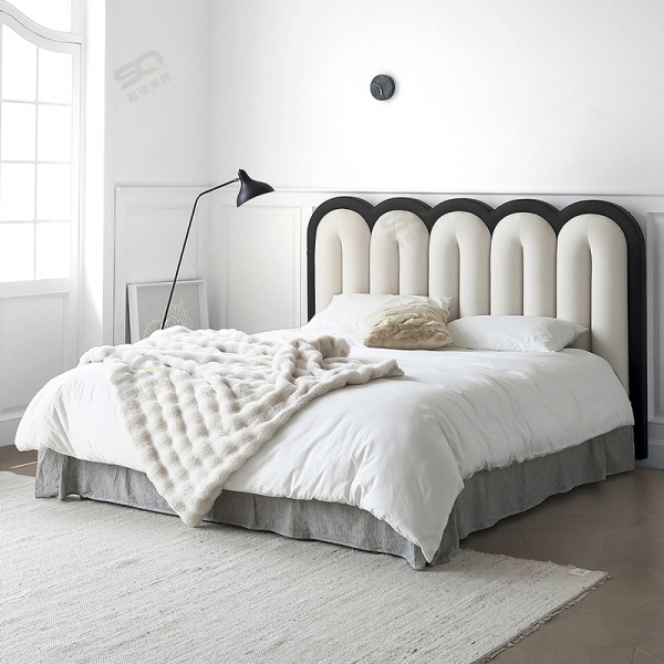 Contemporary Style Bedroom Furniture Wooden Platform Bed Frame Upholstered Headboard Modern upholstery Bed Designs