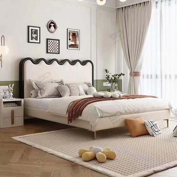 retro design fabric bedhead antique luxury modern king size wood bed frame bedroom furniture set