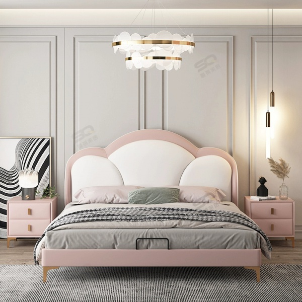 Modern Custom House Kids Bedroom Frame Princess Cartoon Single Leather Kids