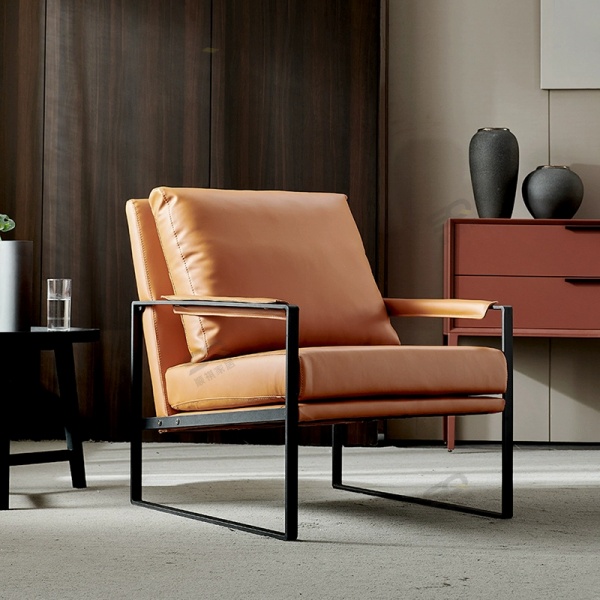 Orange New Design Leisure Chair with Leather Armrests Comfortable Home Office Furnishing and Outdoor Application