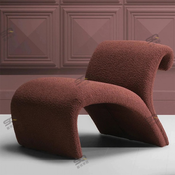 Modern Living Room Furniture Upholstery Lounge Chair Wood Curved Fabric Leisure Chair