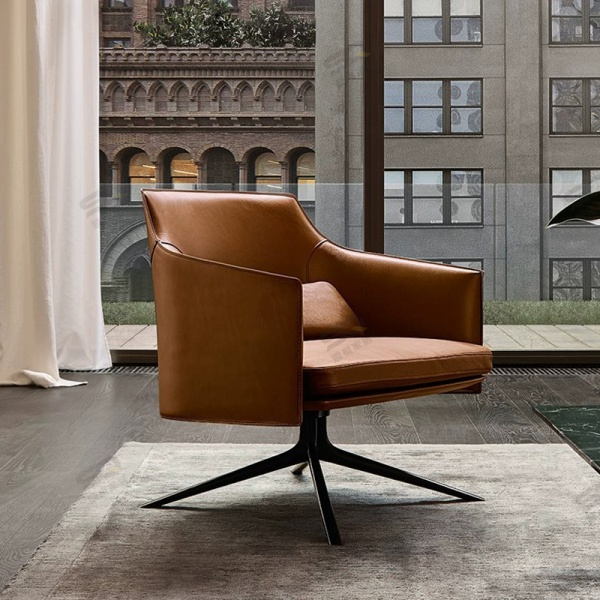 Hotel Luxury Leather Adjustable Backrest Modern Armchair Accent Lounge Swivel Sofa Chair