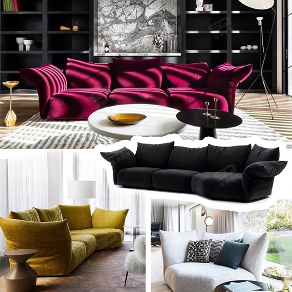 Modern Minimalist Flannel Wood Frame L-Shape 3-4 Seater Modular Sofa Set for Hotel & Living Room Furniture