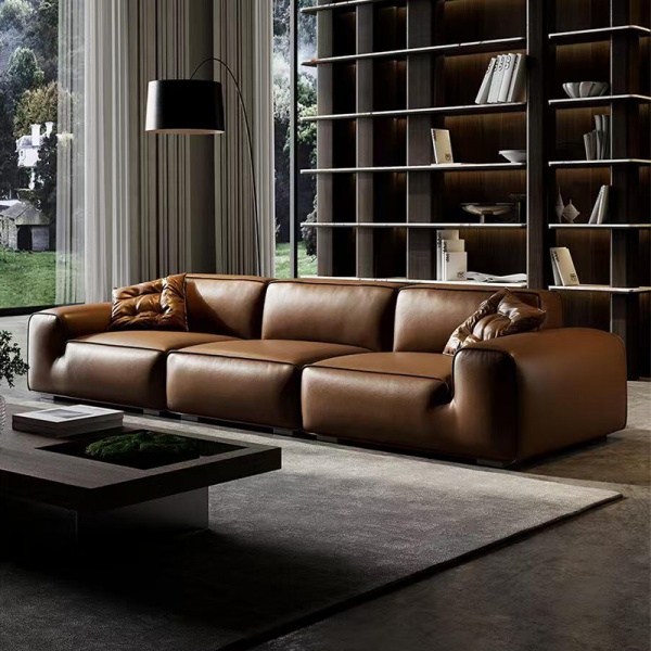 Modern luxury hotel furniture soft couch premium living room sofas contemporary black leather sectional sofa 3 seater sofa