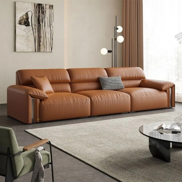 2025 new stylish modern sofa couch Sofa Minimalist Leather First Layer Cowhide Living Room Modern Large High Backrest Sofa