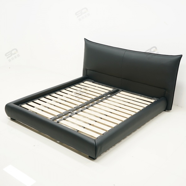 Classic Genuine Leather Up-holstered Beds Frame Fabric King Size Double Storage Bed Custom Bedding for Bedroom Bedside Table