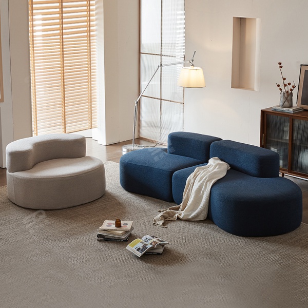 Curved Fabric In-line Compression Sofa Famous Apartment Hotel Beauty Salon Rest Area Cross-border Roll-up Box Sofa 