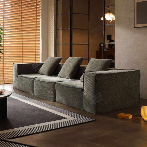 fabric block sofa corduroy vacuum compression sofa module dual-purpose straight row 2-3 person sofa