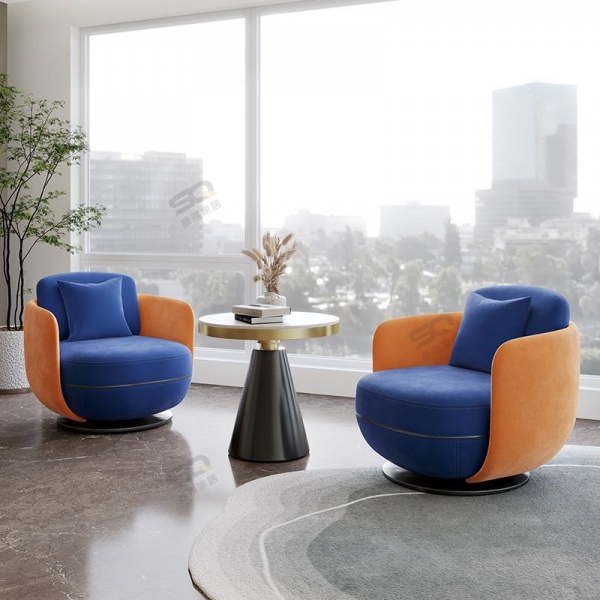 Minimalist Rotatable Single Sofa Chair Hotel Lobby Modern Casual Armchair Office Negotiation Accent Chair