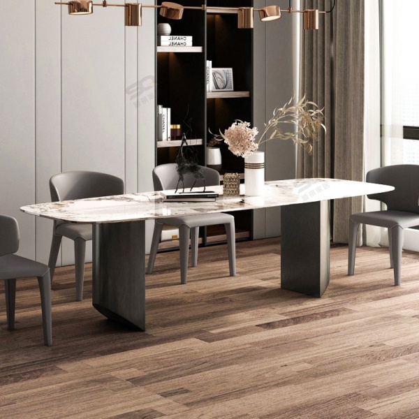 Bright Rock Plate Dining Table and Chair Combination Household Large and Small Apartment Dining Table Rectangular Modern Simple Light Luxury Dining Table