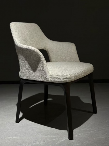 Elegant modern leather dining chair with solid wood legs