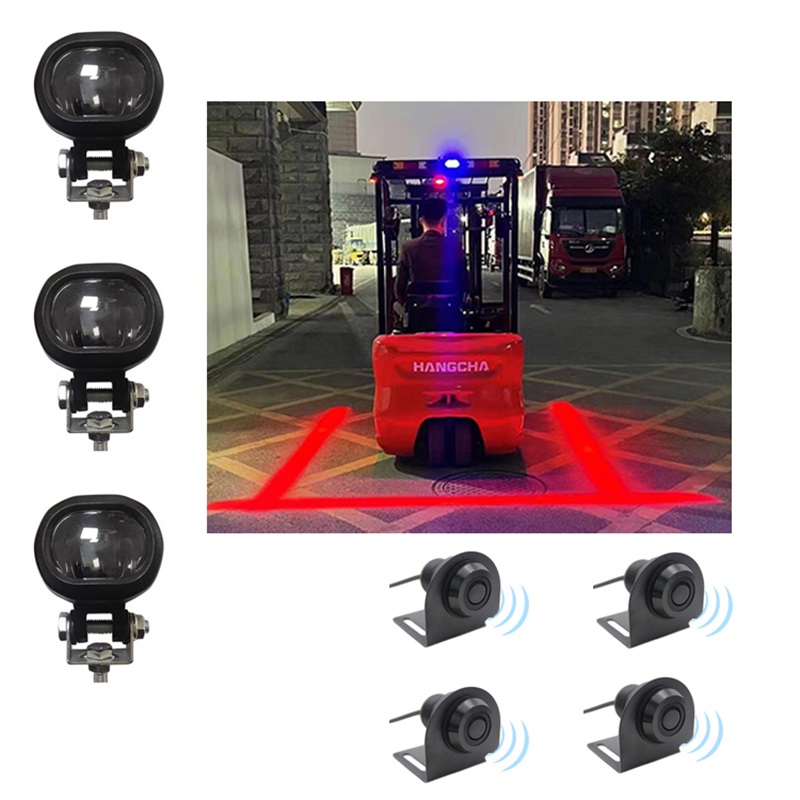 Fork lift sensor with flash clearance lamp