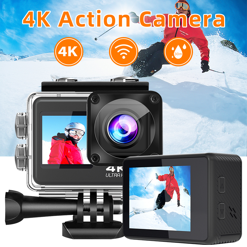 Sports camera 4K dual screens 2.0+1.4 inch with remote optional