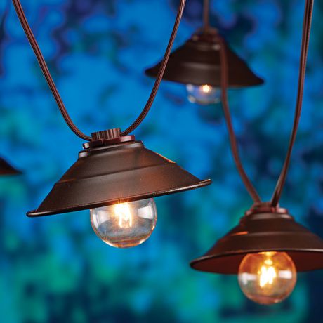 11-ft 10-Light Metal-Shade Outdoor Incandescent String Lights