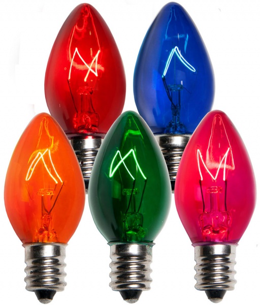  C7 E12 Multicolor Transparent Bulbs