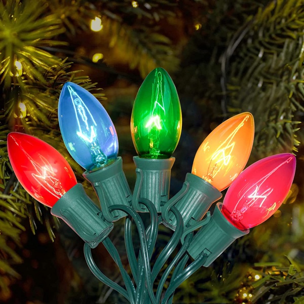 C9 25FT Clear/Multicolor String Lights