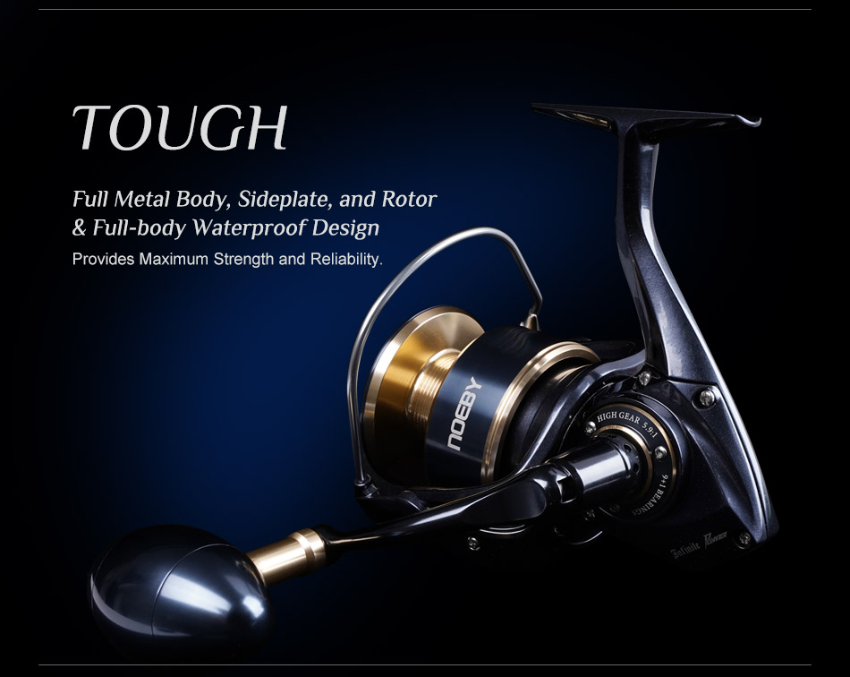 Noeby-Aluminum Spinning Fishing Reel, Zinc Alloy Gear, Sea Spool