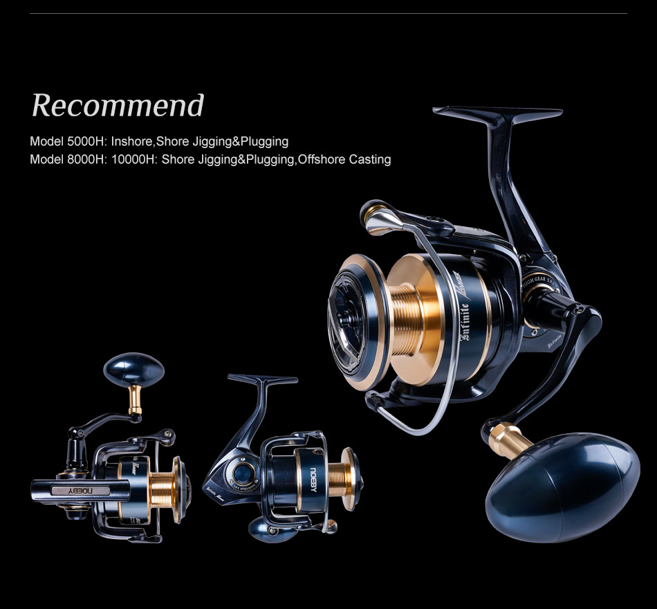Noeby-Aluminum Spinning Fishing Reel, Zinc Alloy Gear, Sea Spool