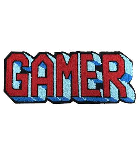 Gamer chenille patch with adhesive&sticker
