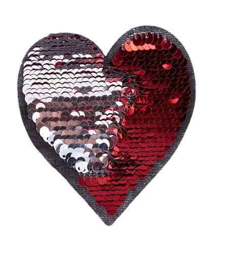 Heart reversible sequin appliques patch