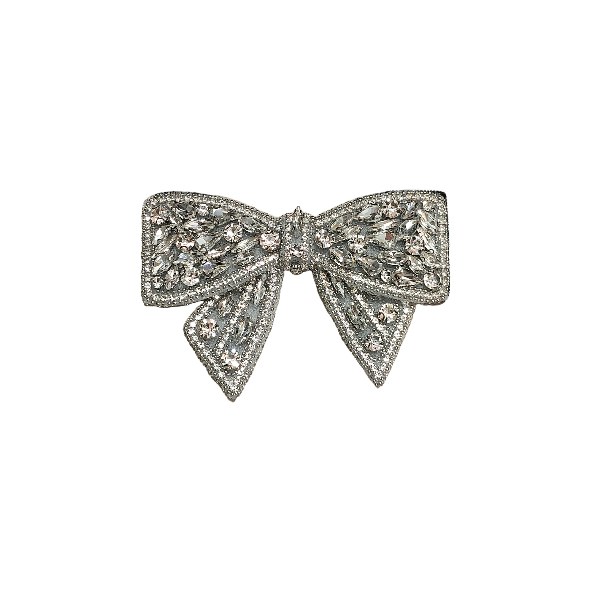 Beaded Bow Glass Diamond Hollow Heart