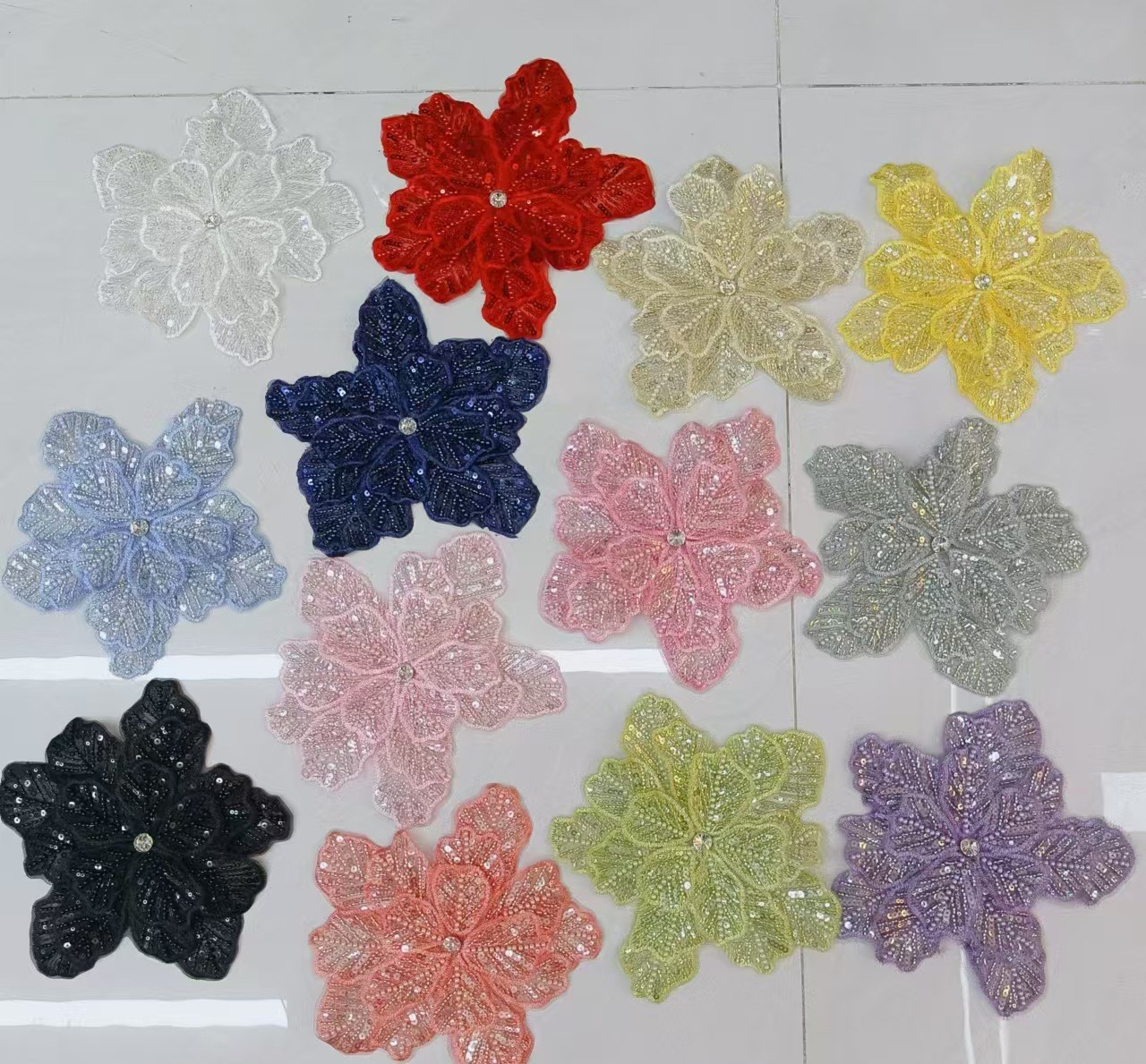 multi-layer sequins pearl beaded flowers clothing accessory
