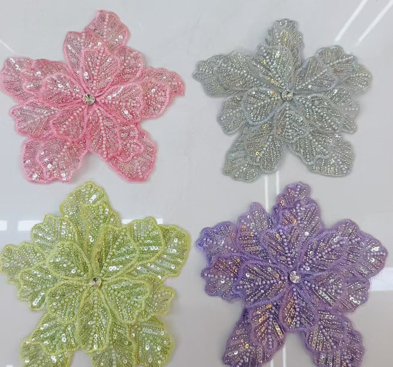 multi-layer sequins pearl beaded flowers clothing accessory
