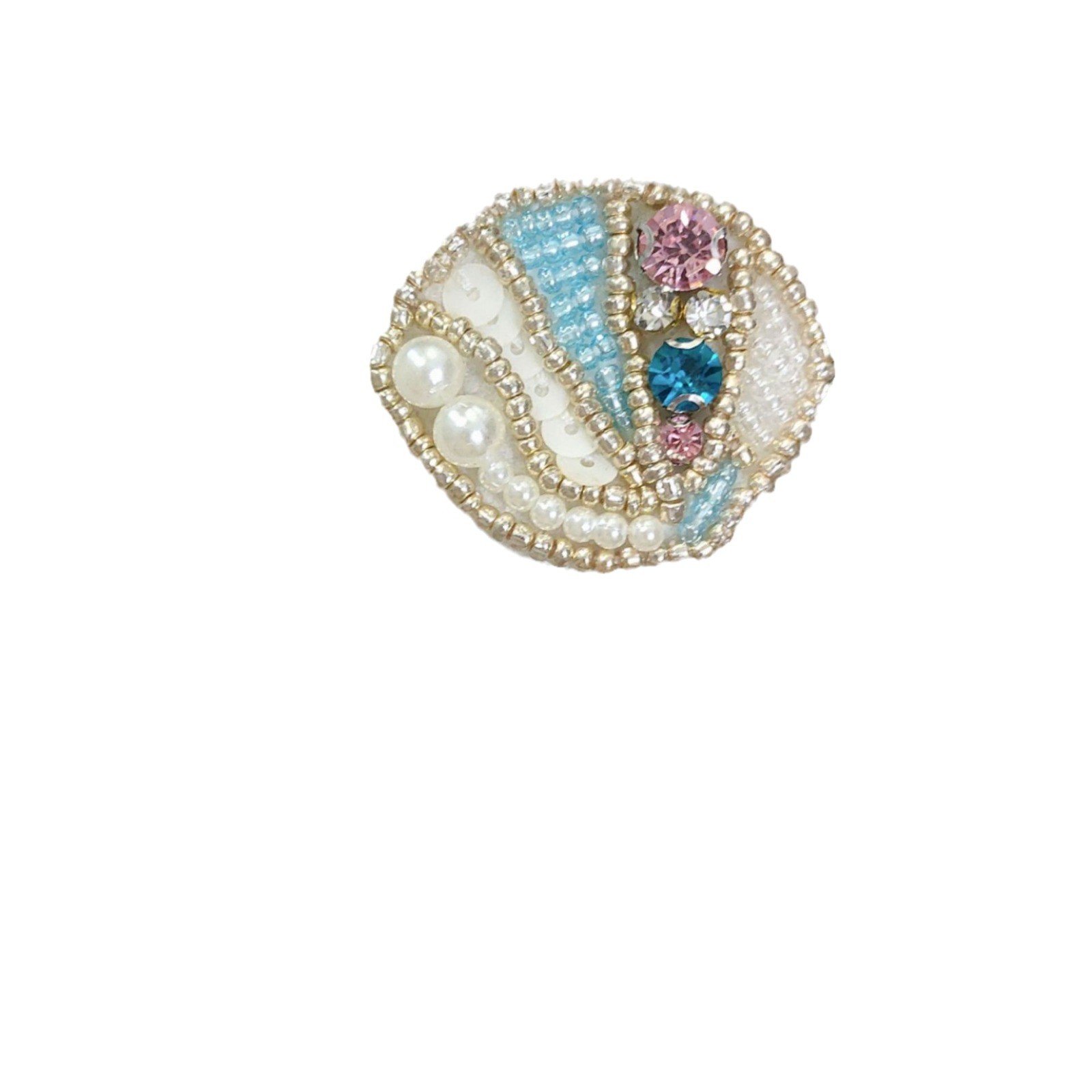Marine Life Handmade Beaded Cloth Patch Starfish Shell Conch