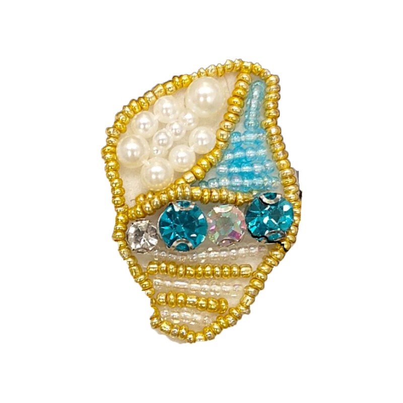Marine Life Handmade Beaded Cloth Patch Starfish Shell Conch