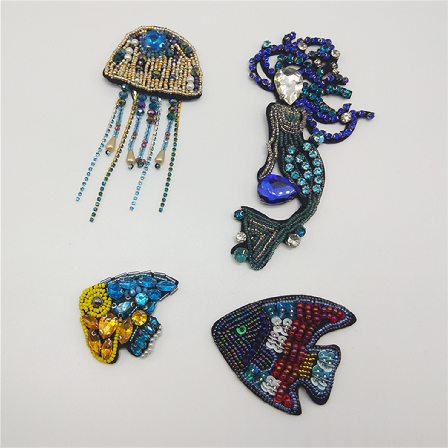 Ready-Made Hand-Beaded Mermaid Patch