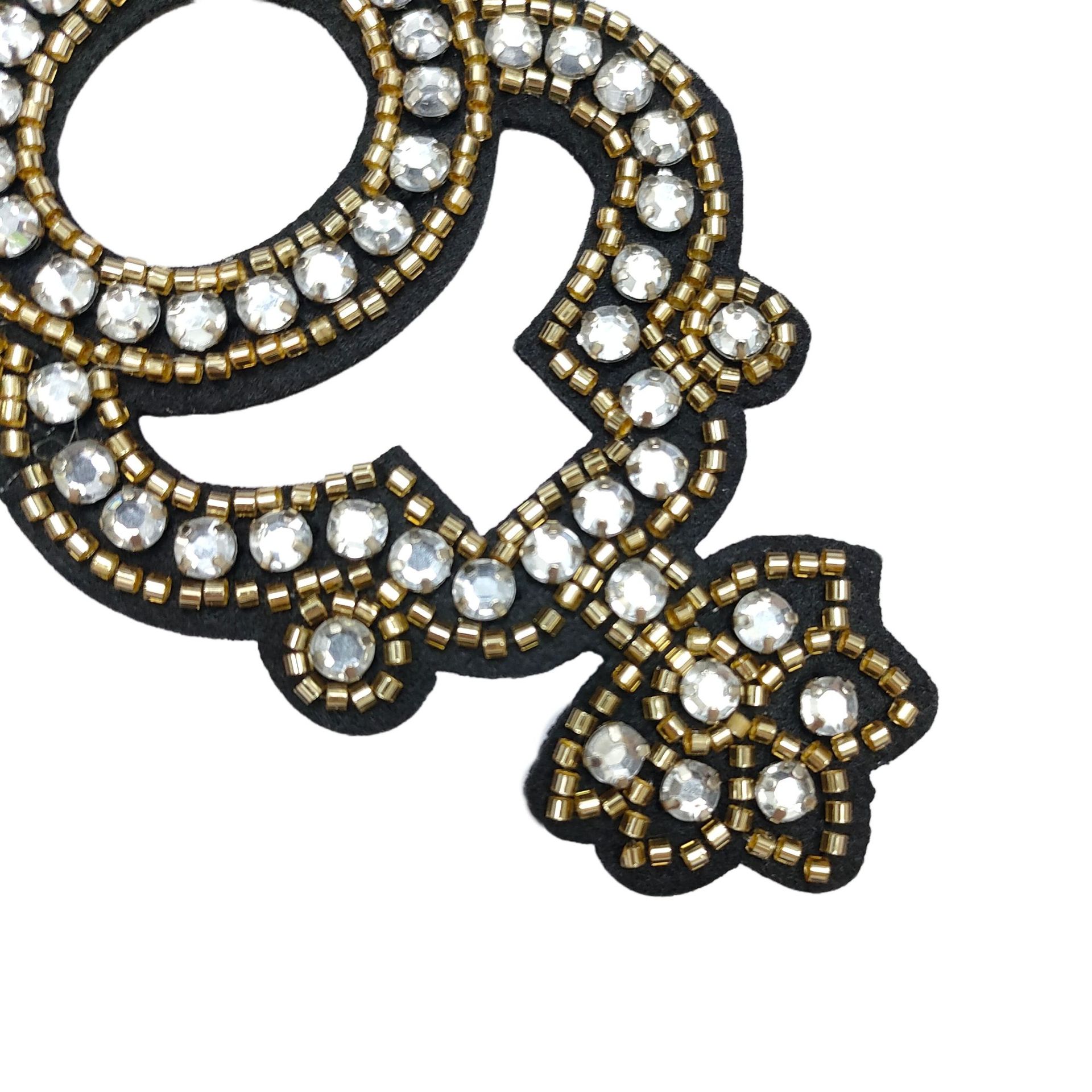 Handmade Beaded Neck Patch Vintage Beading Hand Sewing