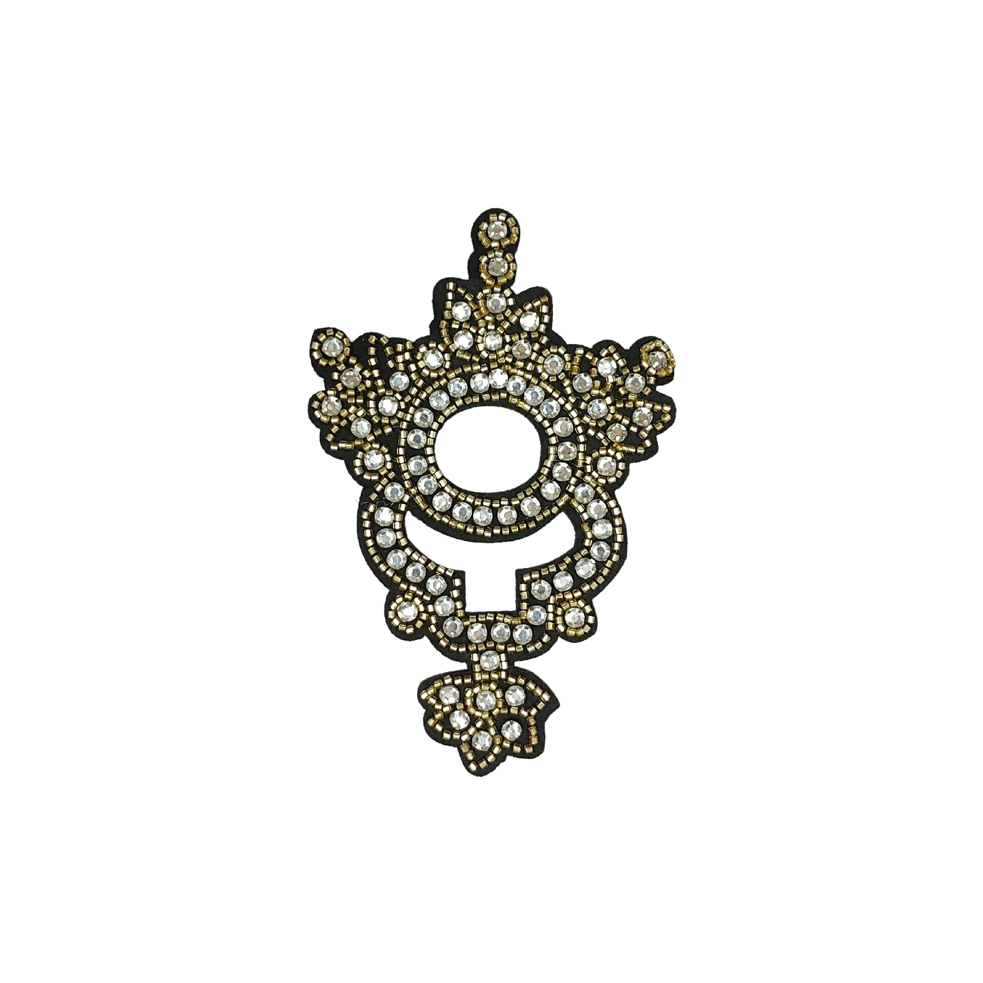 Handmade Beaded Neck Patch Vintage Beading Hand Sewing