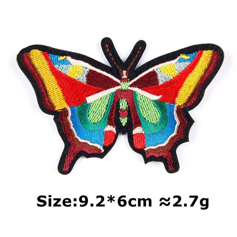 Colorful multi-color butterfly embroidery patch