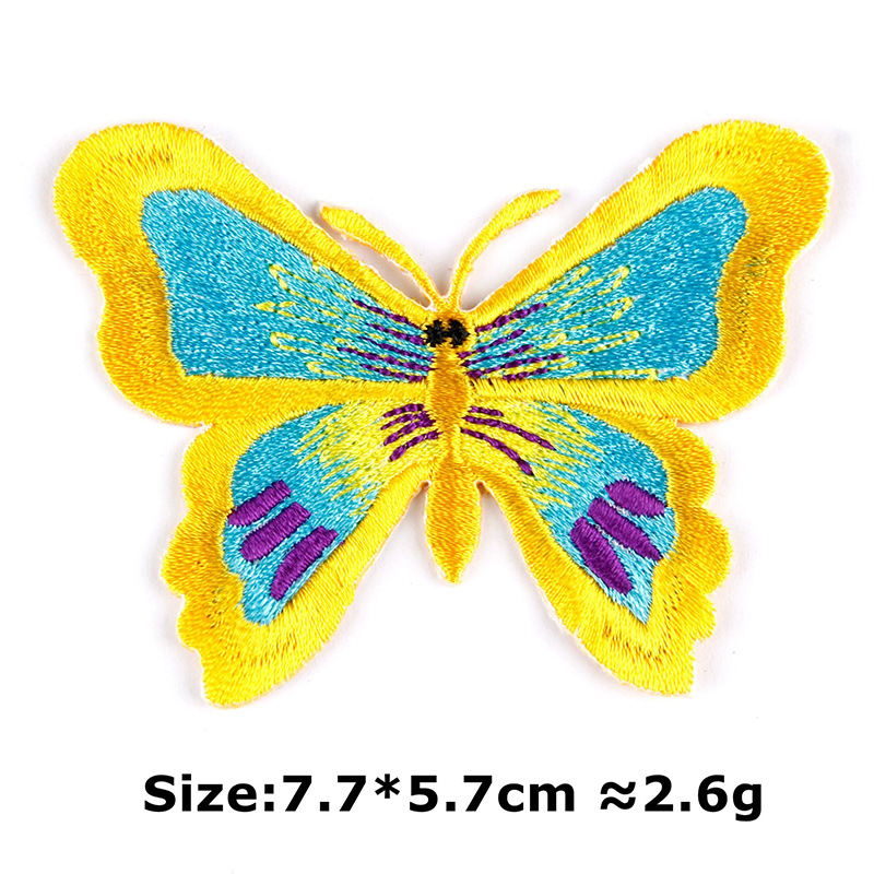 Colorful multi-color butterfly embroidery patch