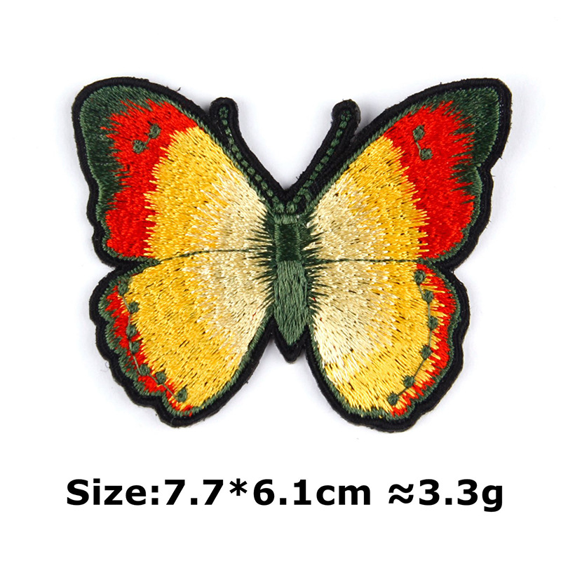 Colorful multi-color butterfly embroidery patch