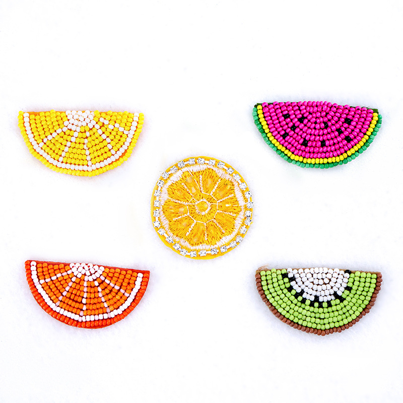 Handmade Beaded Fruit Series Cloth Patches