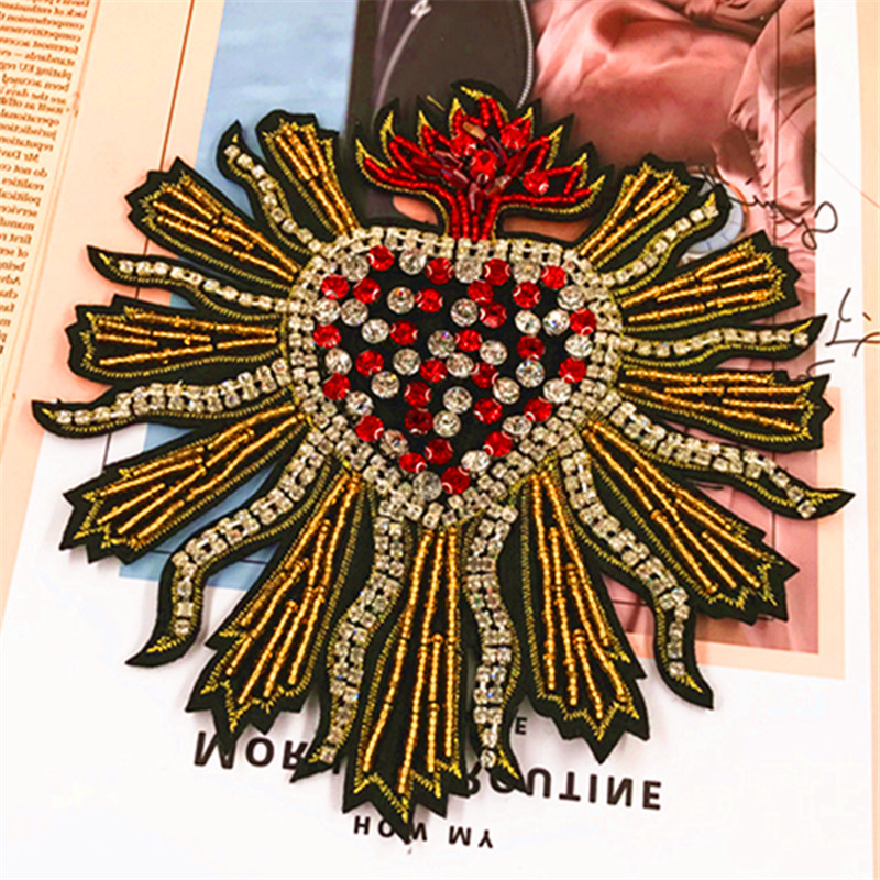 Full Rhinestone Large Heart Octopus Cloth Patch