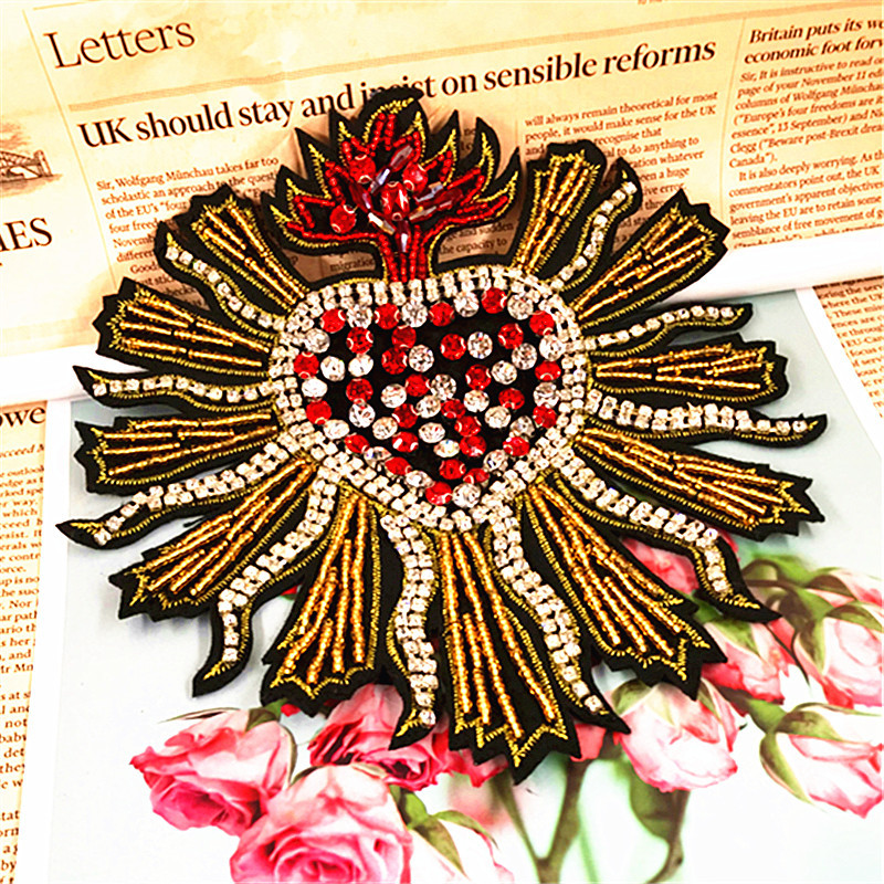 Full Rhinestone Large Heart Octopus Cloth Patch