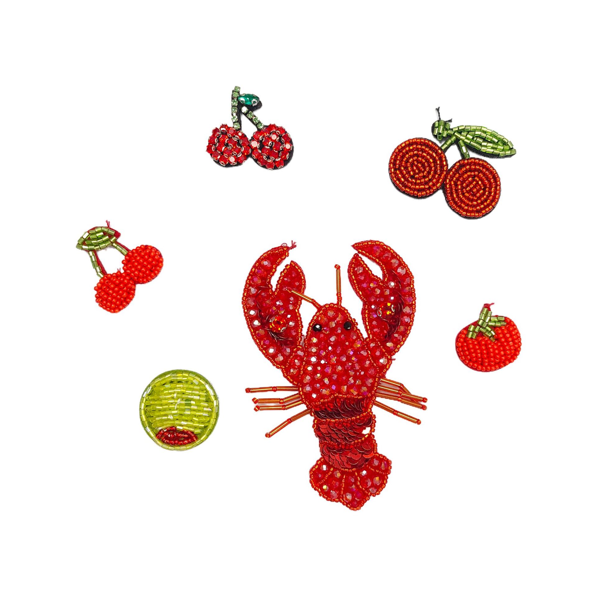 Cute Cherry Lobster Cartoon Pattern Cloth Patch