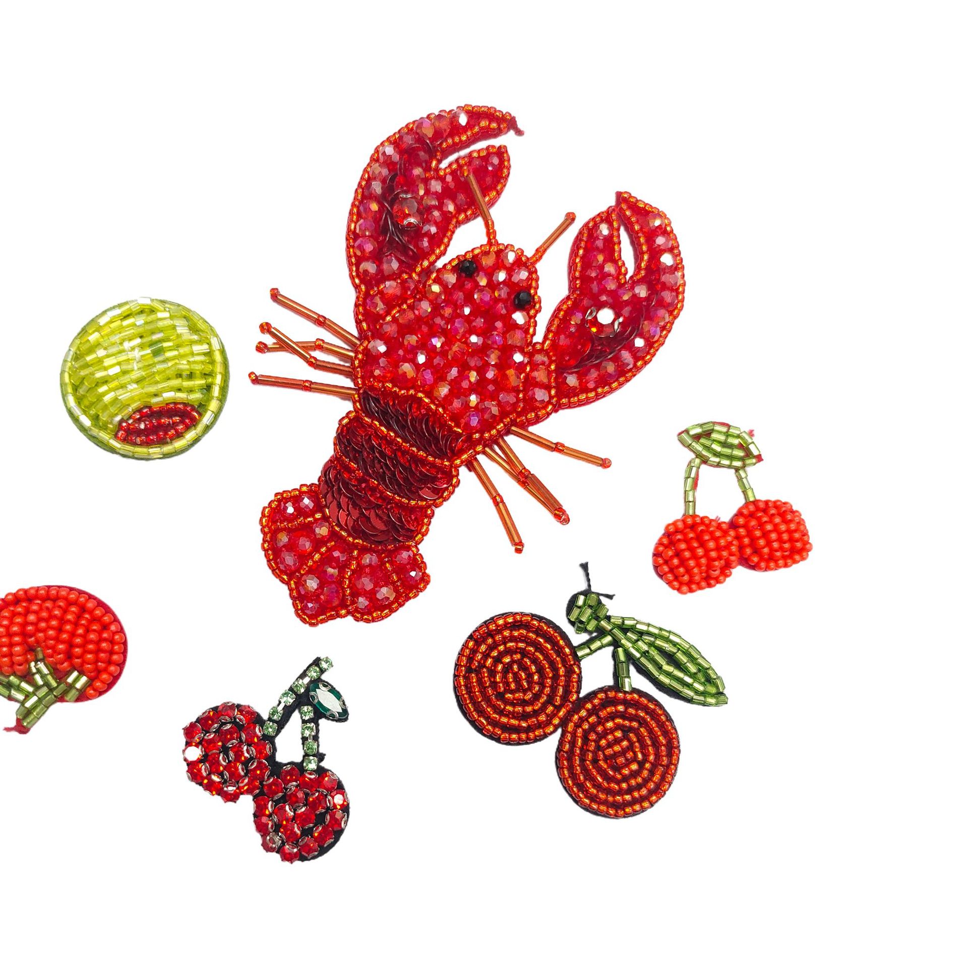Cute Cherry Lobster Cartoon Pattern Cloth Patch