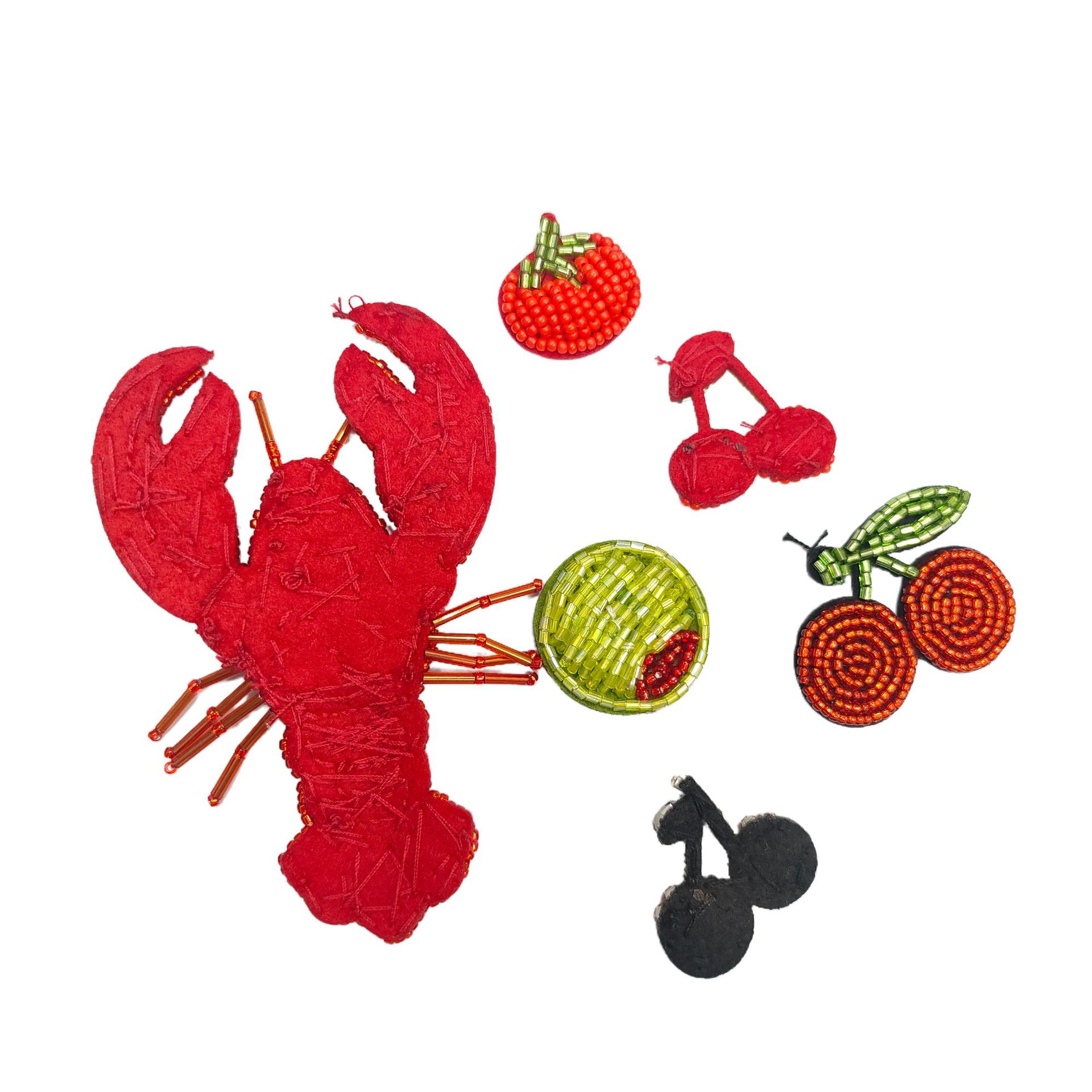 Cute Cherry Lobster Cartoon Pattern Cloth Patch