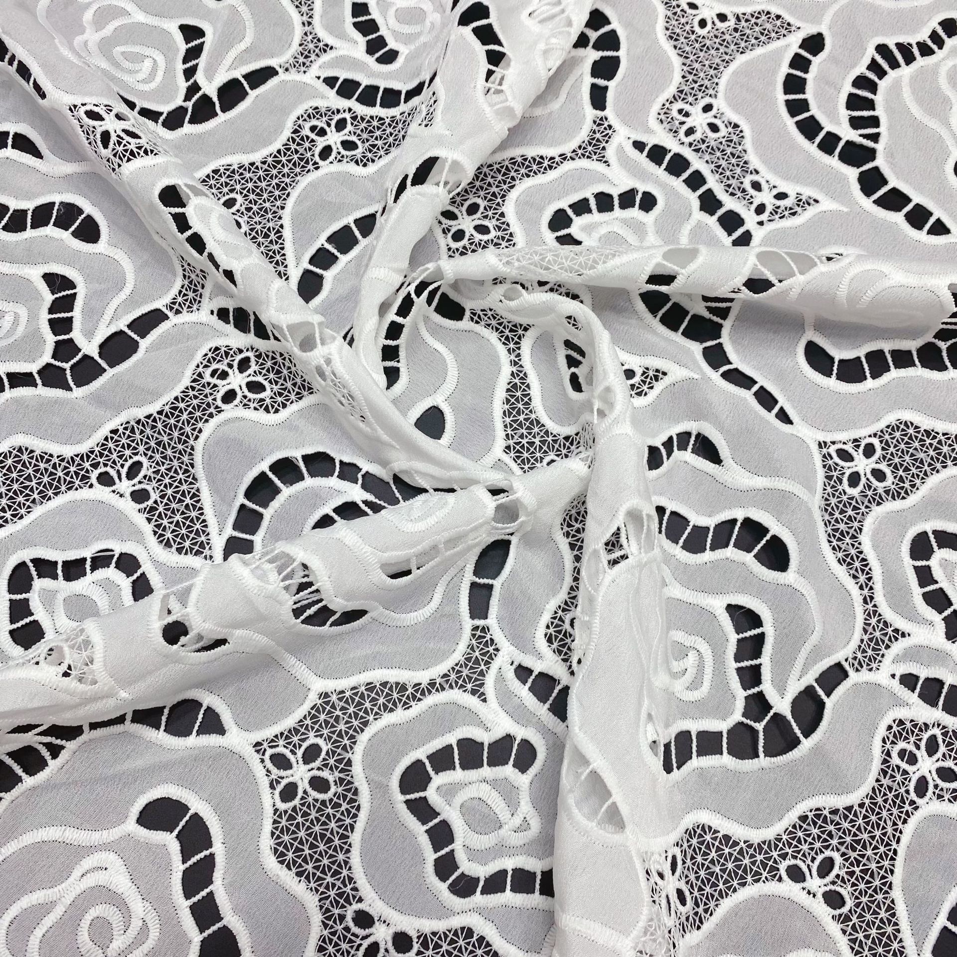 Milk Silk Laser Embroidery Fabric Chiffon Fabric