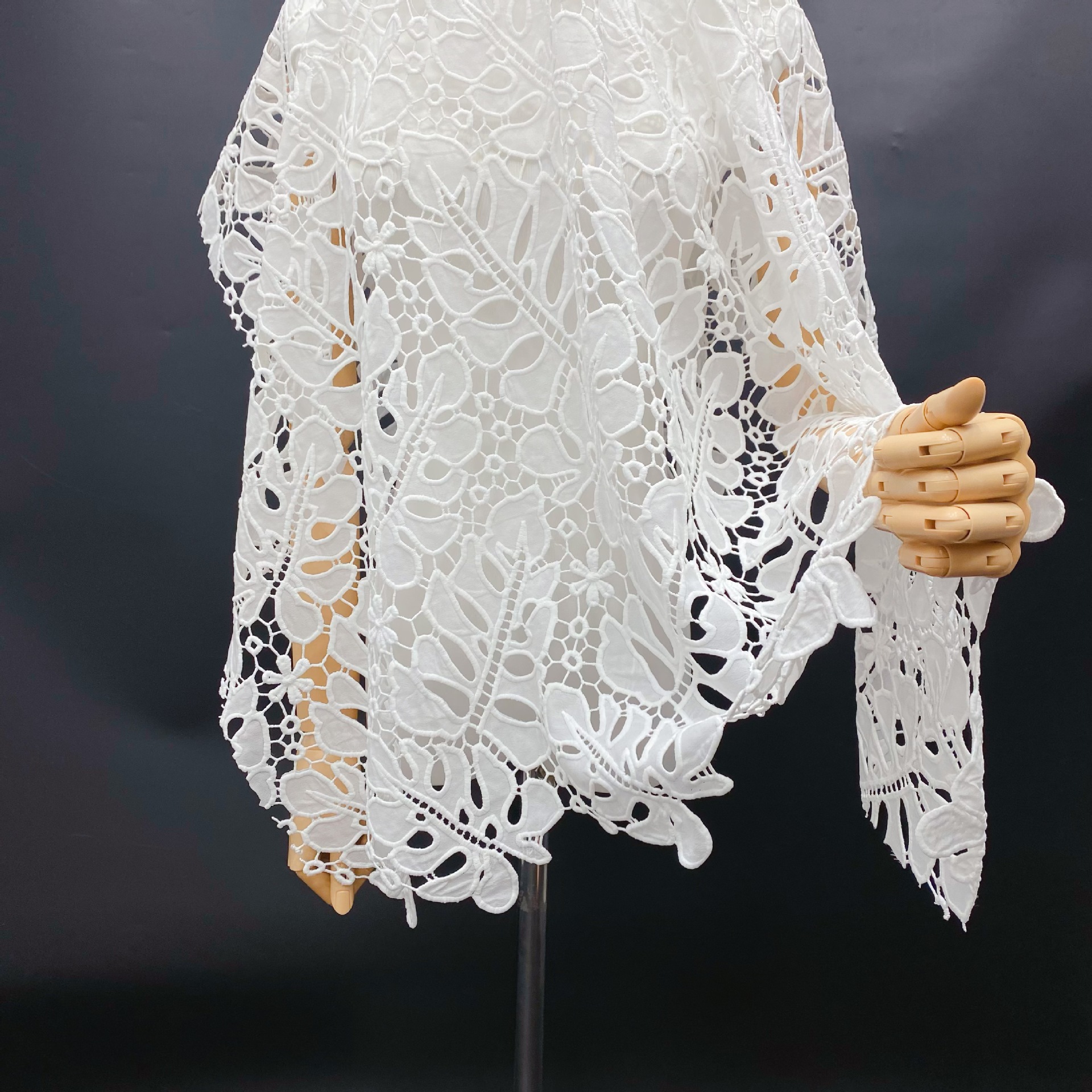 Laser Embroidered Chiffon Fabric With Floral Cutouts Full Width