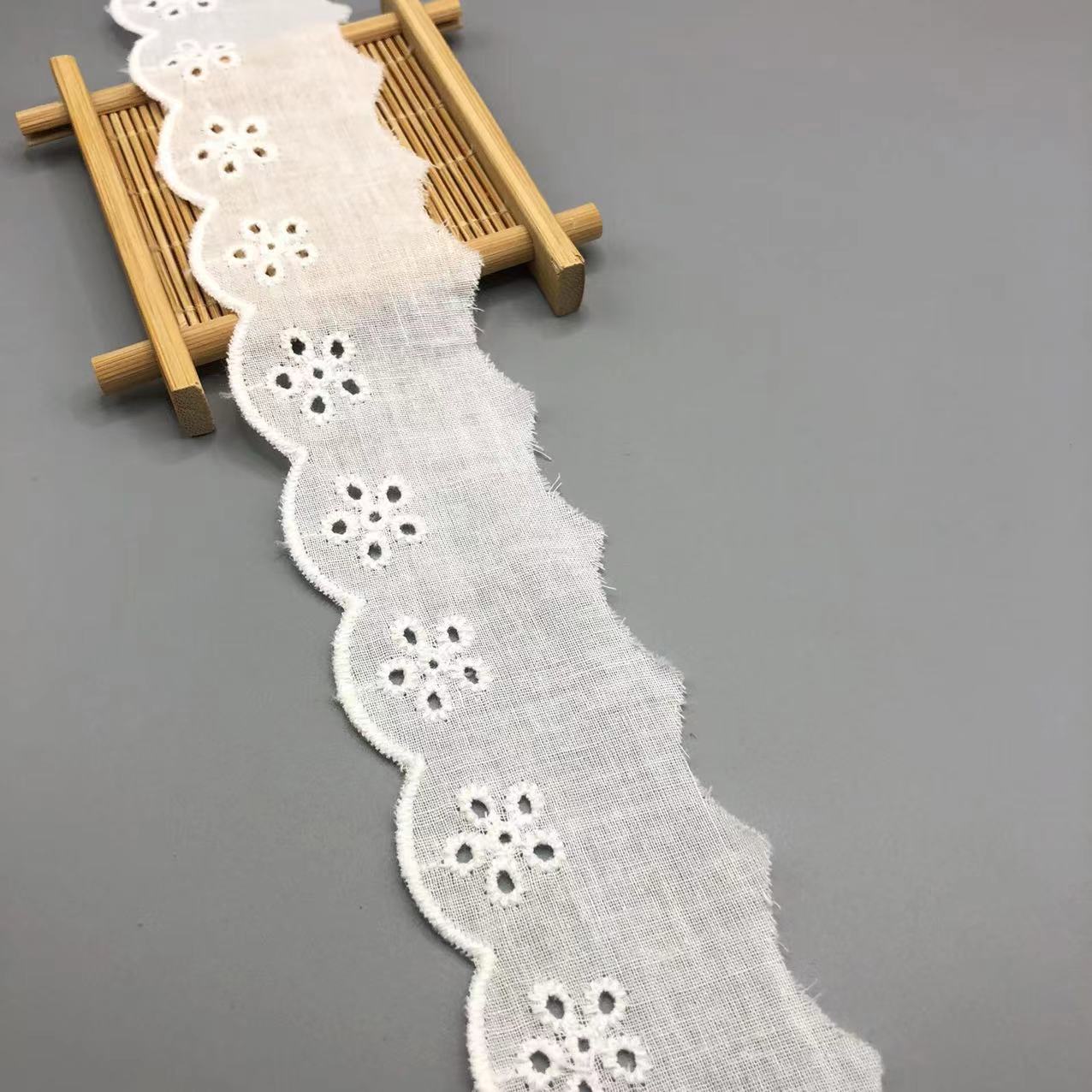 Large Five-Hole Lace Trim Water-Soluble Embroidered Fabric